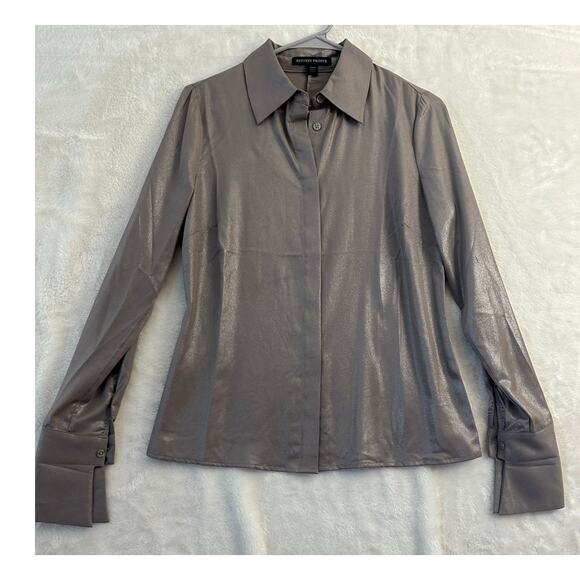 NWOT Boston Proper Women's Silver Top 4 Small Holiday Shimmer - Picture 1 of 7